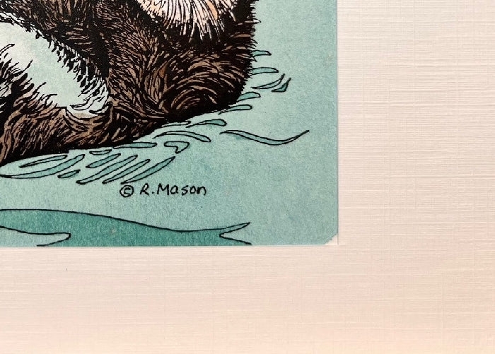 SOUTHERN SEA OTTER Hand-painted print, 5x7 in