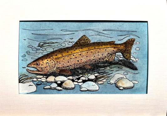 LAHONTAN CUTTHROAT TROUT Hand-painted print, 5x7 in