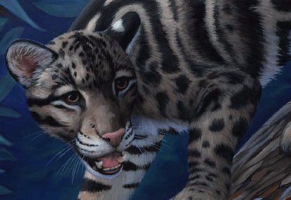 CLOUDED LEOPARD Original oil painting on canvas, 30x22 in