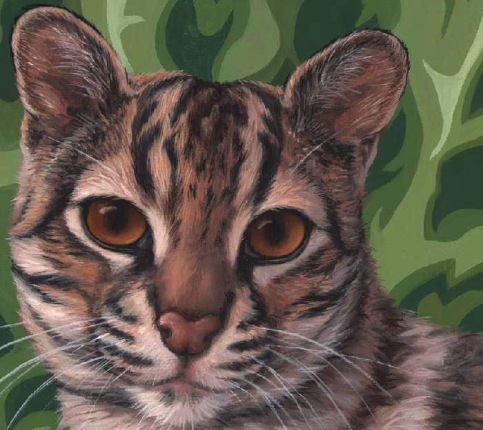 MARBLED CAT Original oil painting on canvas, 11x14 in