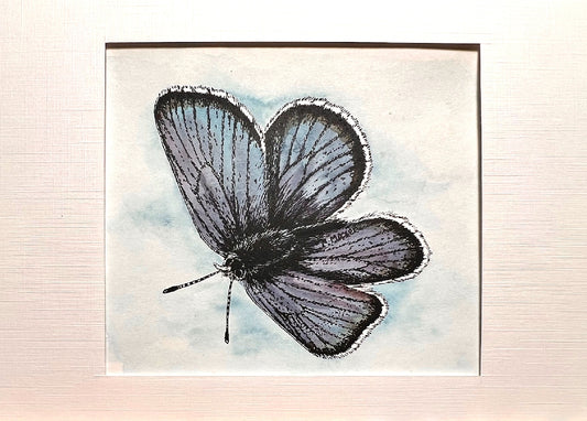 MISSION BLUE BUTTERFLY Hand-painted print, 5x7 in