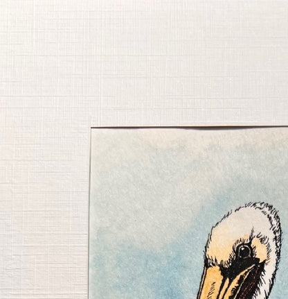 CALIFORNIA PELICAN Hand-painted print, 5x7 in