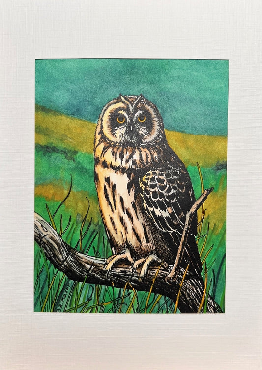 PUEO Hand-painted print, 5x7 in